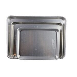 Nordic Ware Aluminum Baking Trays Set Of 3 Rectangle Silver Pans USA Kitchen